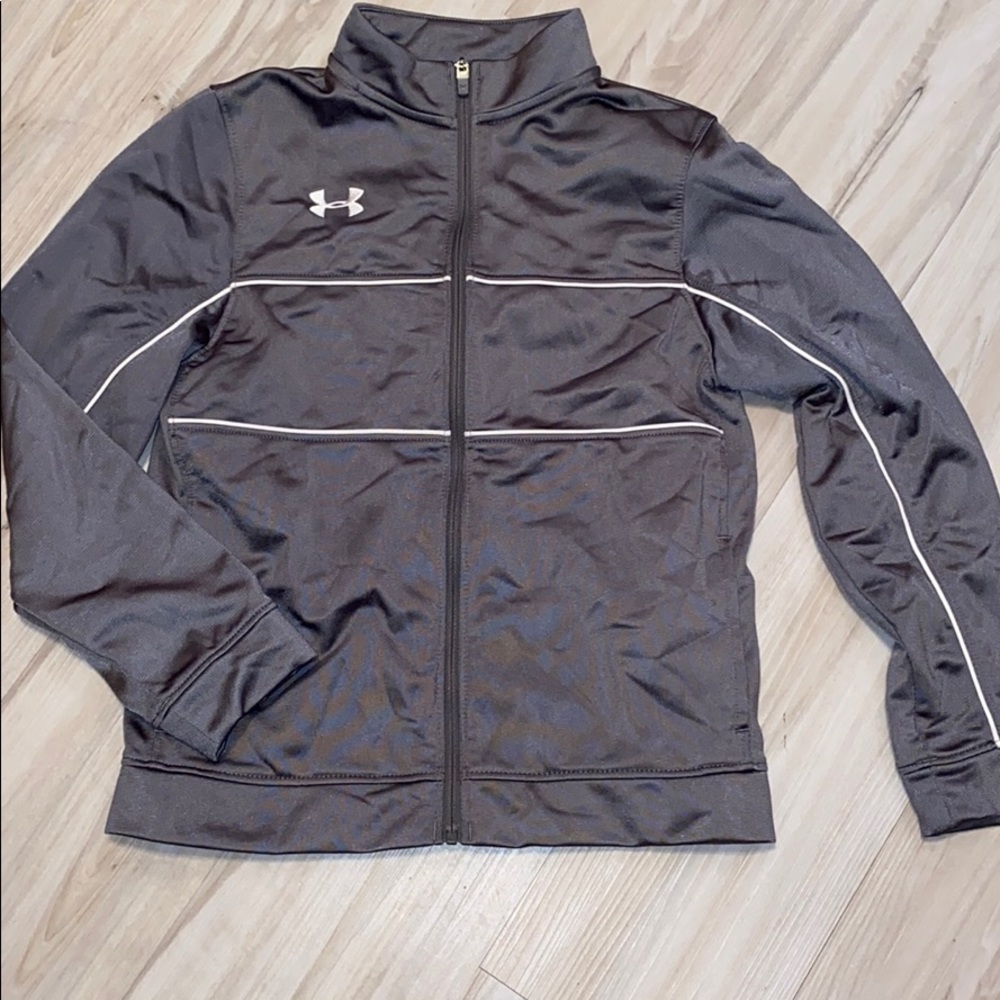 Silver boys Under Armor Full Zip Athletic Jacket